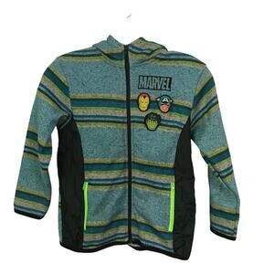 Marvel Coat Jacket Size 7 Boys Childs Marvel Characters Hood Green Blue Gray